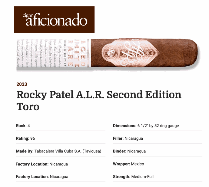 Rocky Patel A.L.R. Second Edition Toro
