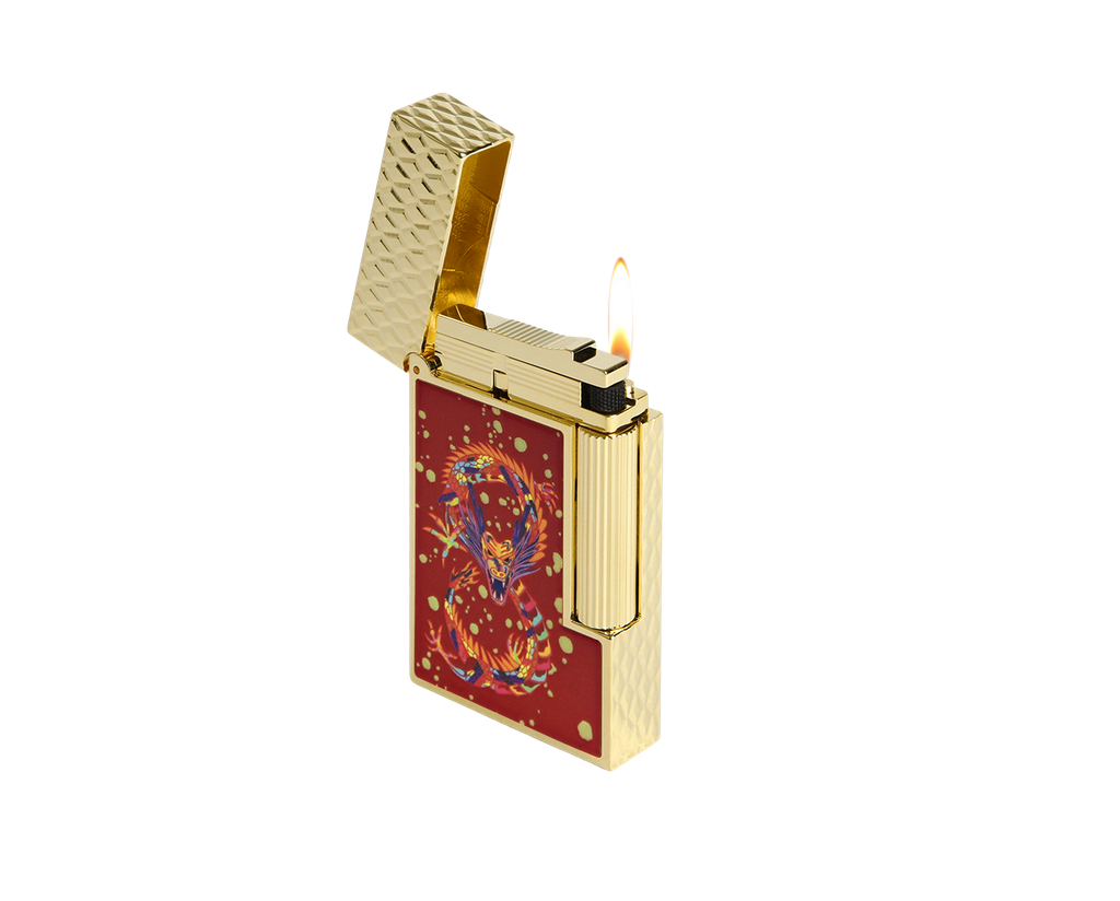 Briquet Ligne 2 Dragon Bordeaux or jaune