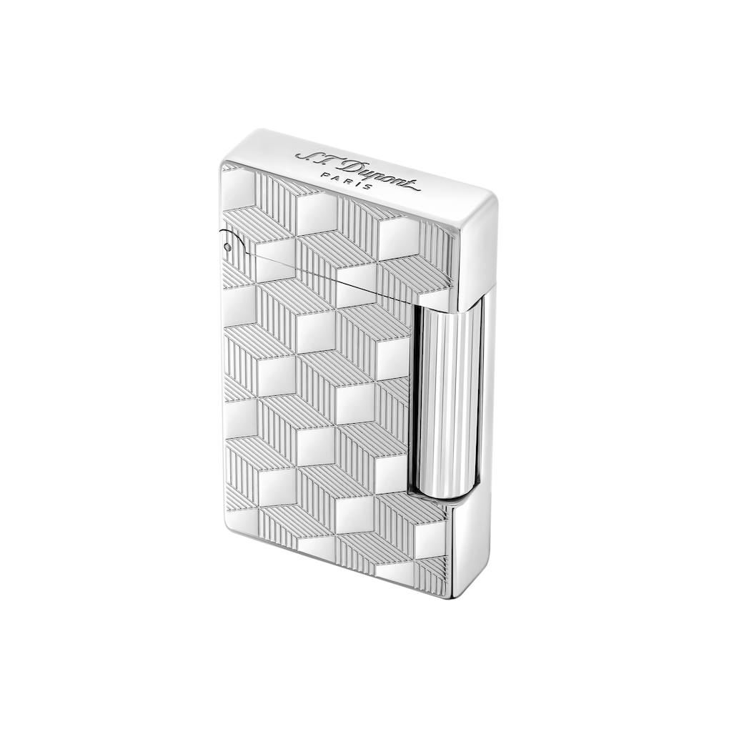 Briquet Initial Cube argenté