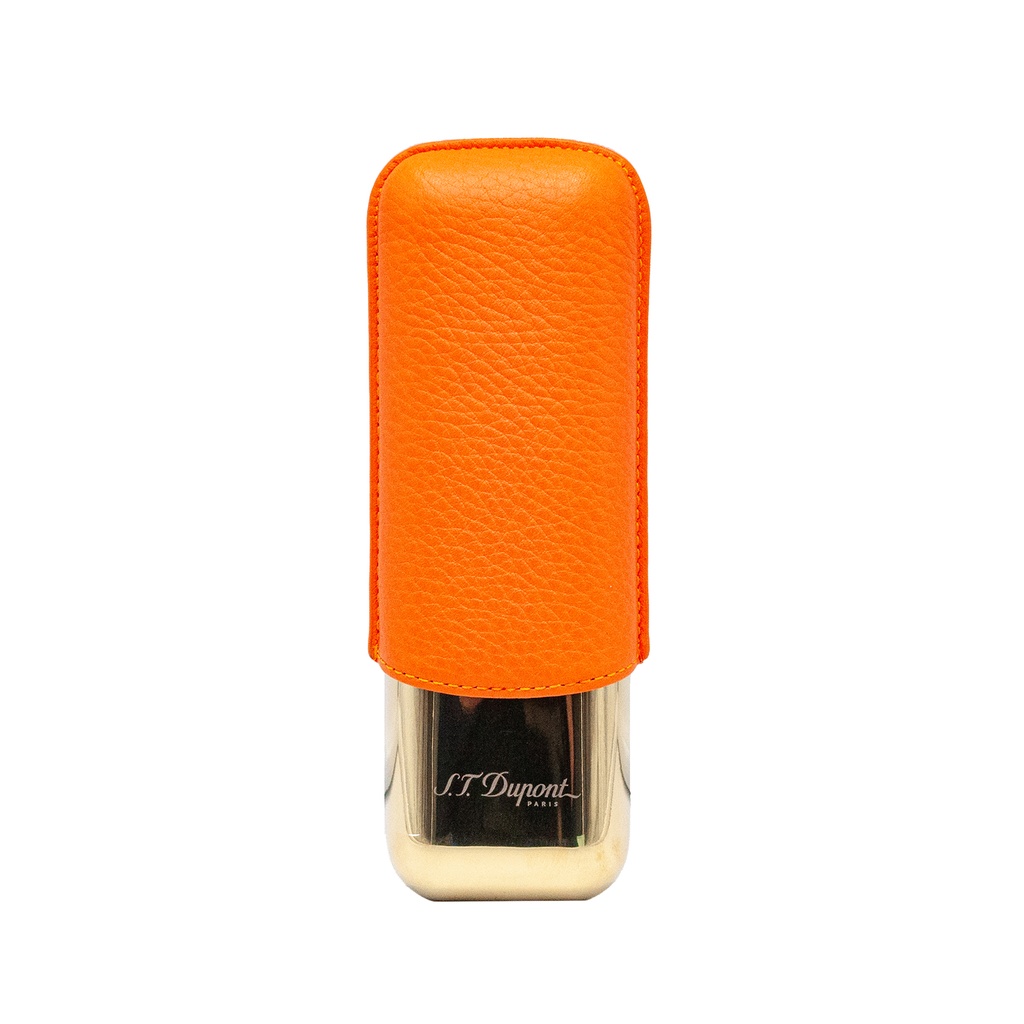 Étui S.T. Dupont 2 cigares orange et doré