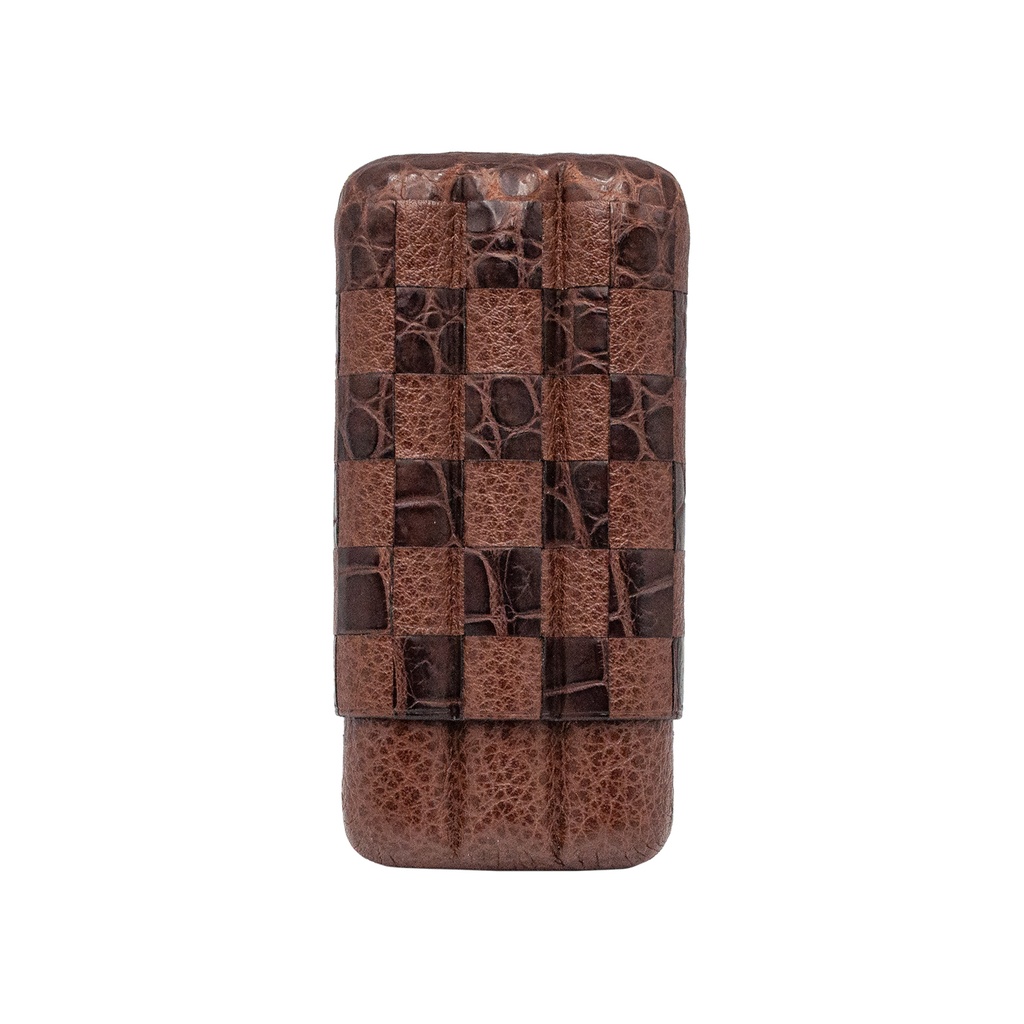 Etui Fallon 3 cigares Alligator marron sublimes