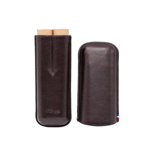 S.T.Dupont Etui 2 cigares cuir marron