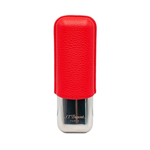 S.T.Dupont Etui 2 cigares rouge et chrome grainé
