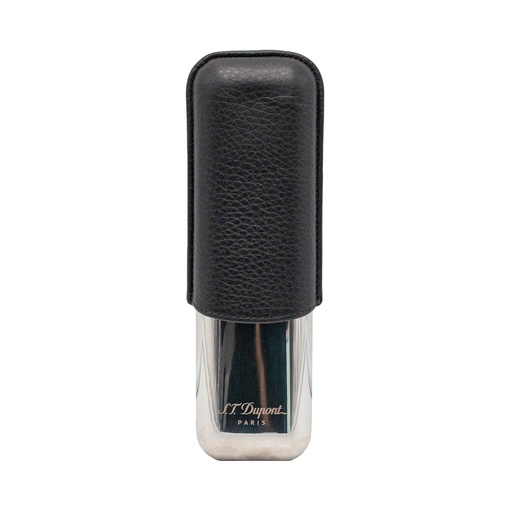 S.T.Dupont Etui 2 Cigares noir et chrome grainé