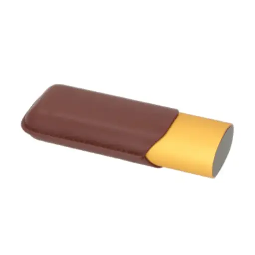Etui Angelo 2 cigares Cuir marron et métal chromé