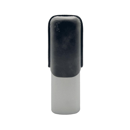 Etui Angelo 2 cigares Cuir gris et métal argenté